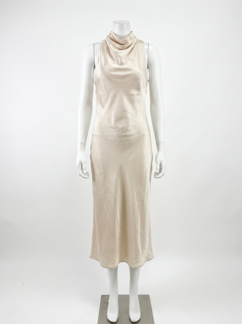 NEW BY TOGETHER fifth avenue satin dress in white sand